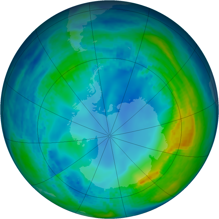 Antarctic ozone map for 18 May 2002